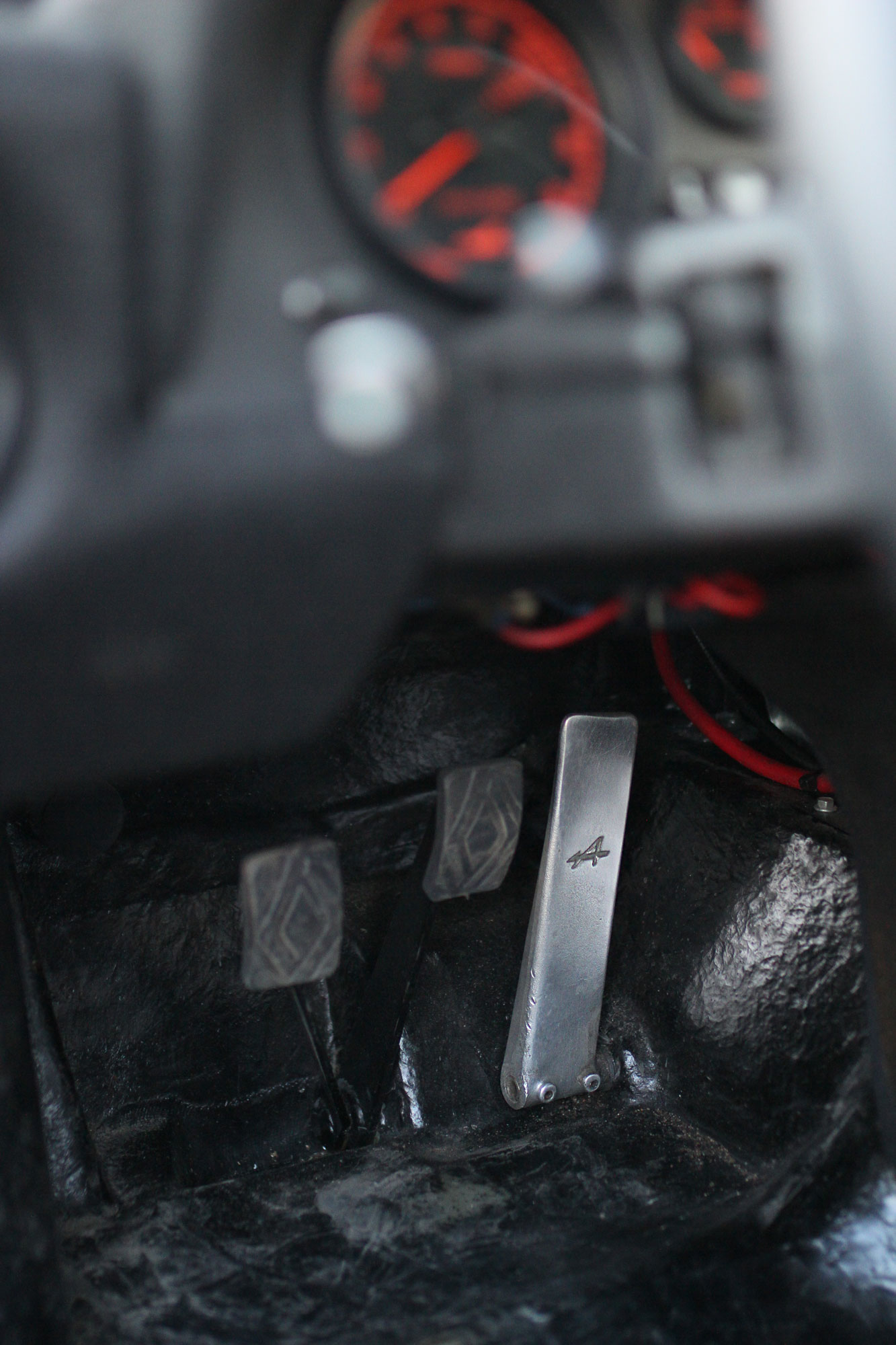 The classic gas pedal inside the Renault Alpine A310