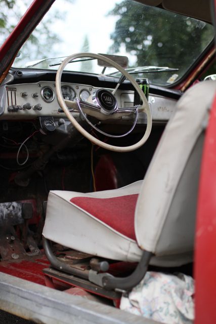 driver seat in a saab 96