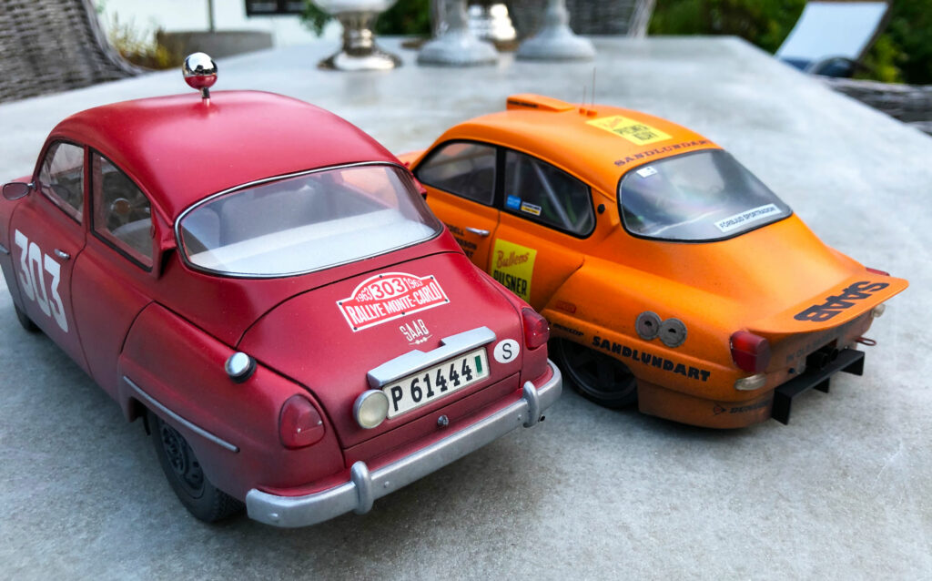 Saab-96-Monte-Carlo-Rally-behind-LeMans-orange